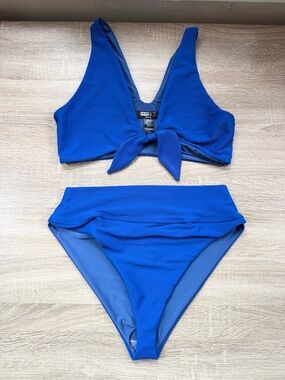 New Beach Riot Dallas Ribbed Bikini Set Top Highway Bottoms Cobalt XL